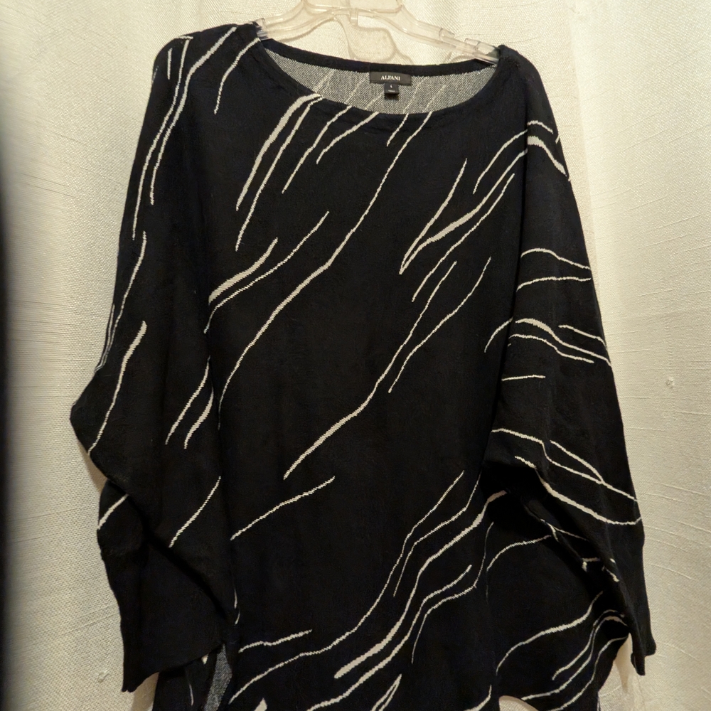Alfani Black Sweater with White Abstract Stripe